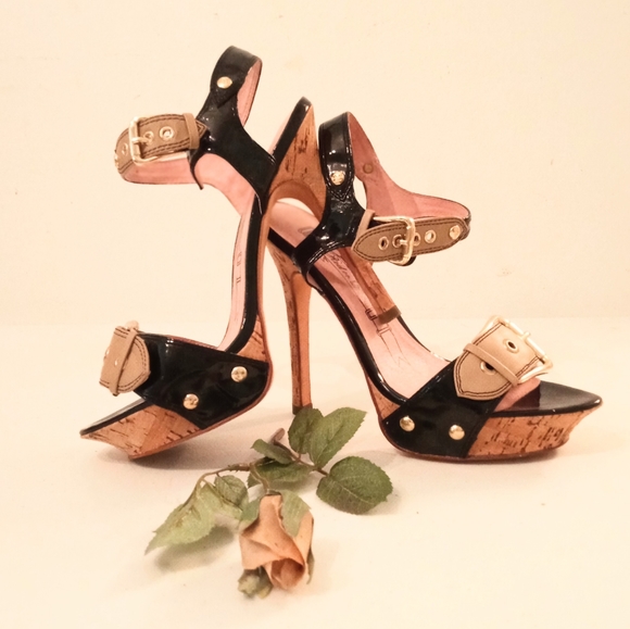 Shoes - 🎁FREE GIFT INCLUDED🎁Stiletto Heels Platform Pump Straps Buckles Cork Sandals